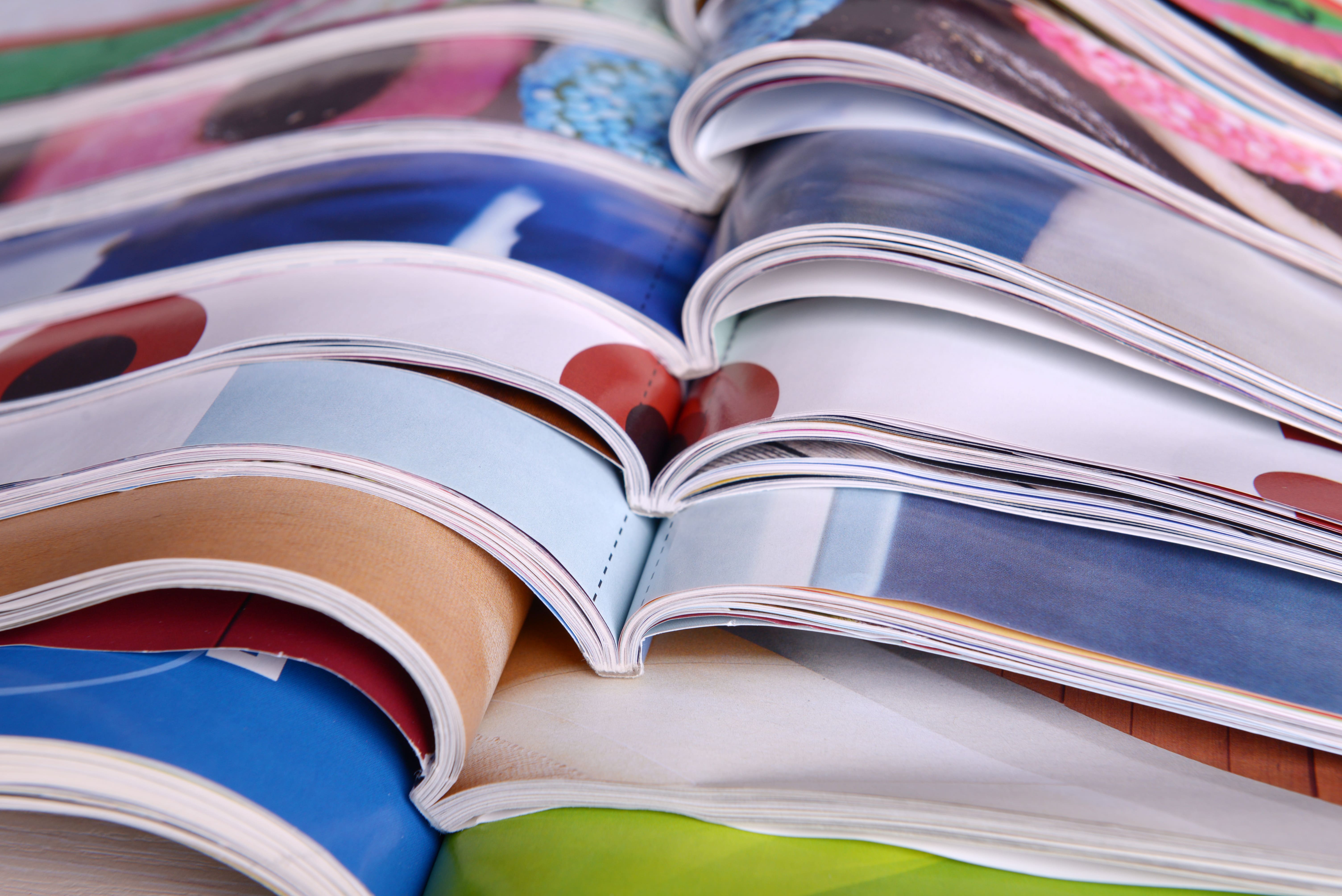 open magazines close up