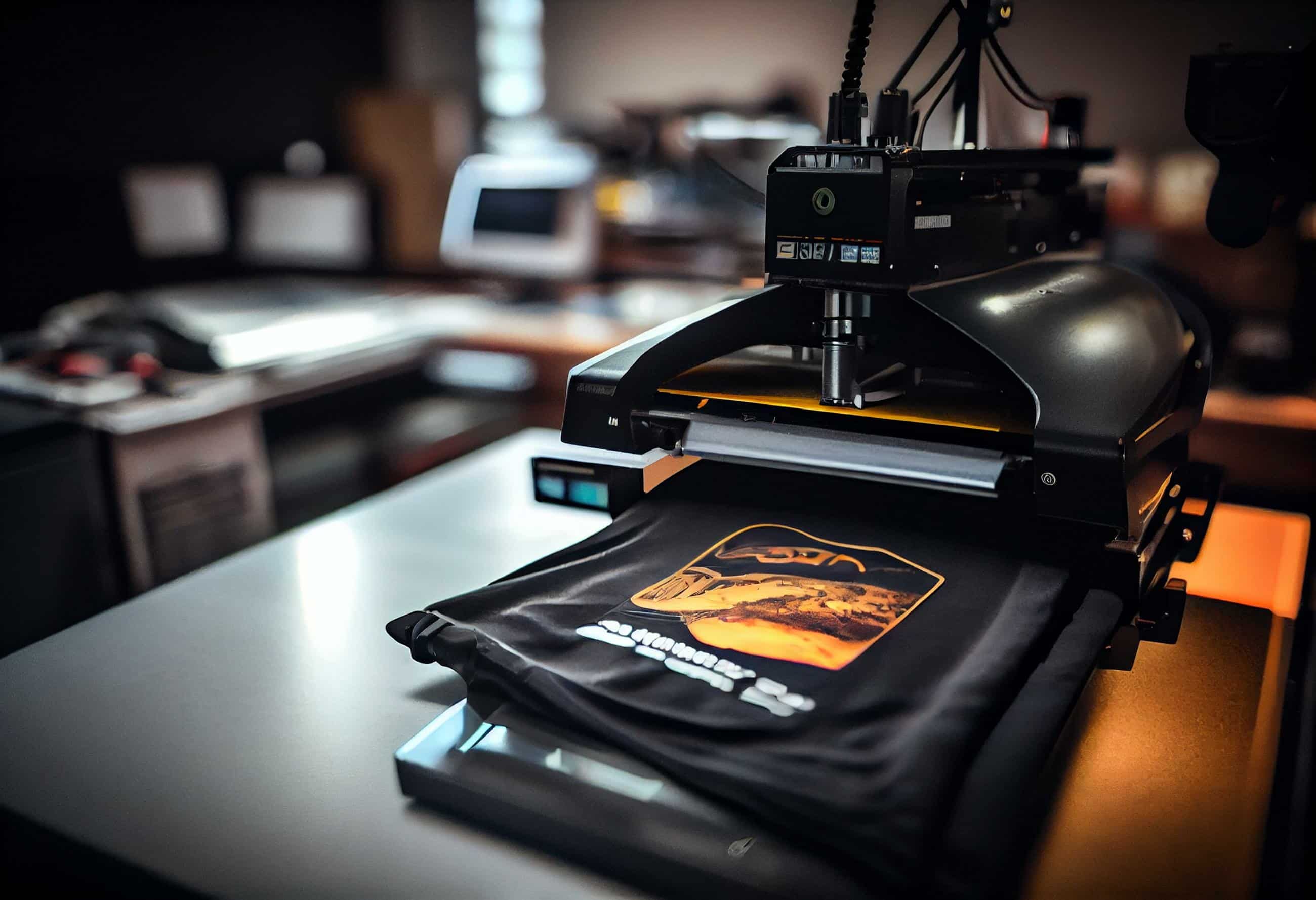 a heat press for digital t shirt printing seen in a shop. genera