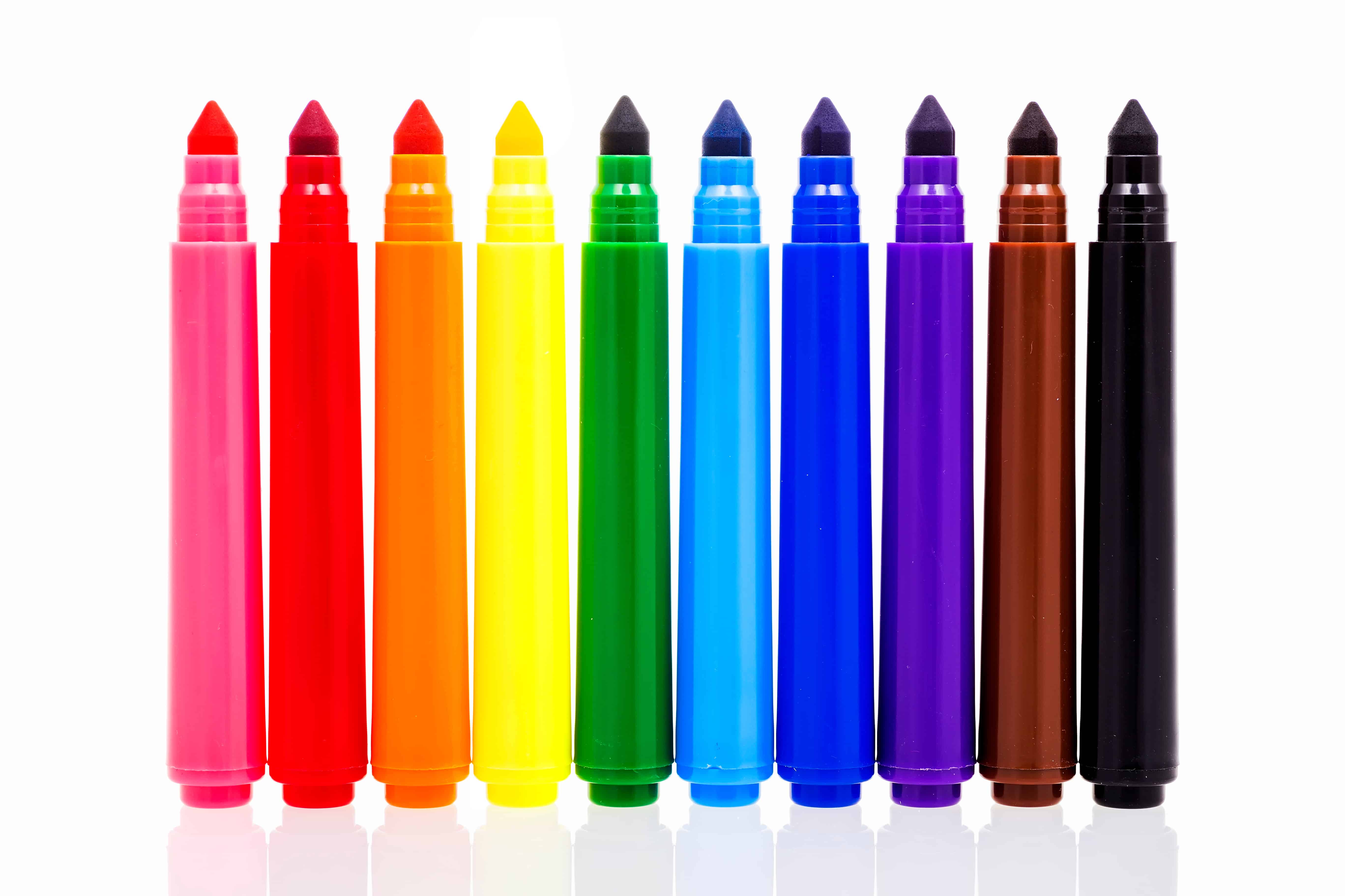 colored markers isolated on white background