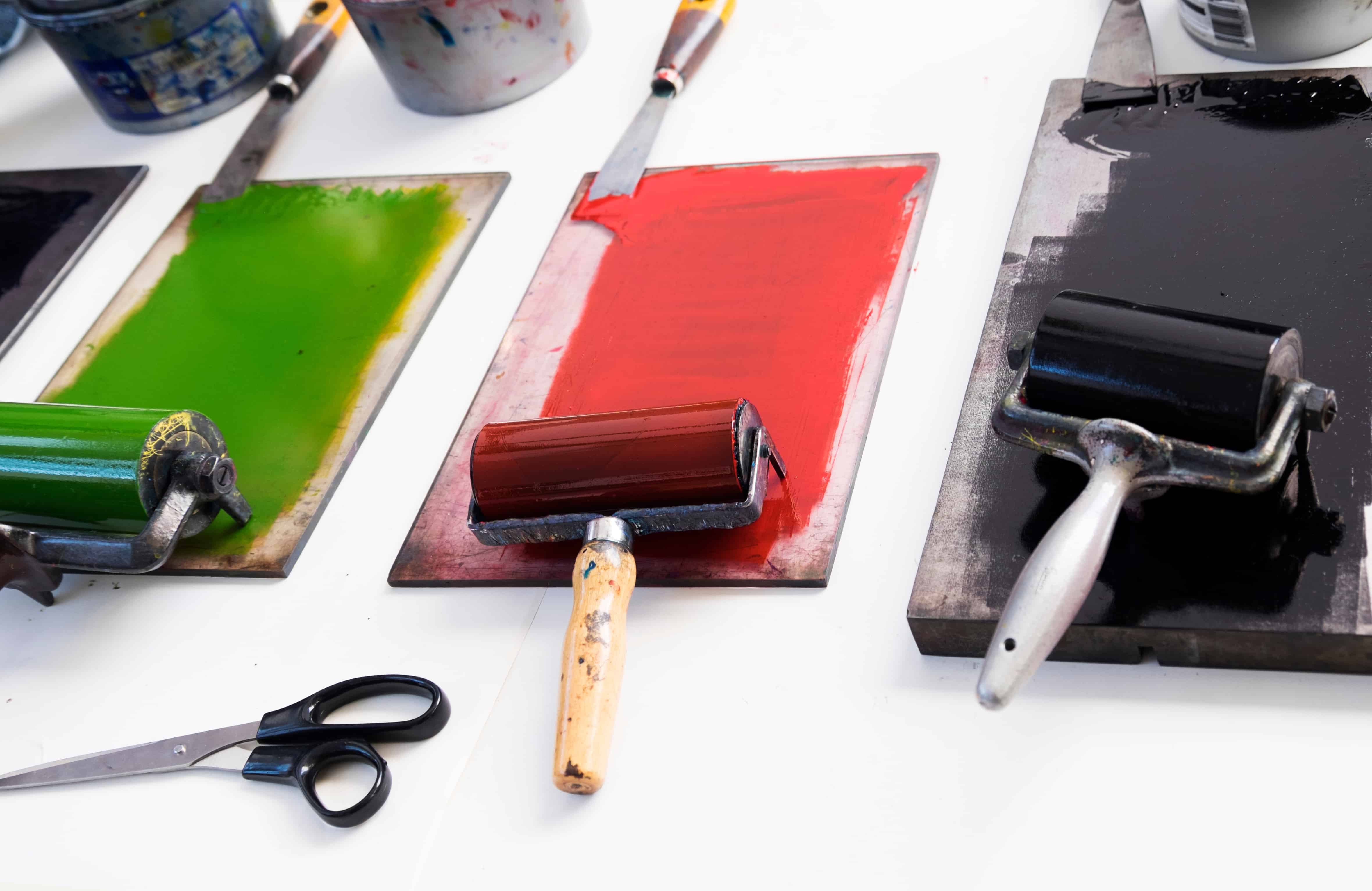pant and rollers for making monoprint
